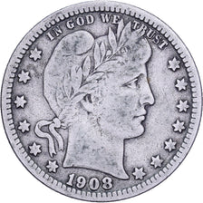 United States, Quarter, Barber, 1908, U.S. Mint, Silver, VF(30-35), KM:114