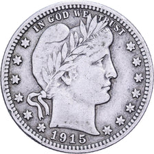 United States, Quarter, Barber, 1915, U.S. Mint, Silver, EF(40-45), KM:114