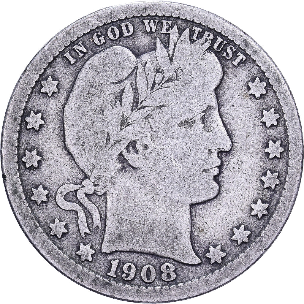 United States, Quarter, Barber, 1908, U.S. Mint, Silver, VF(20-25), KM:114