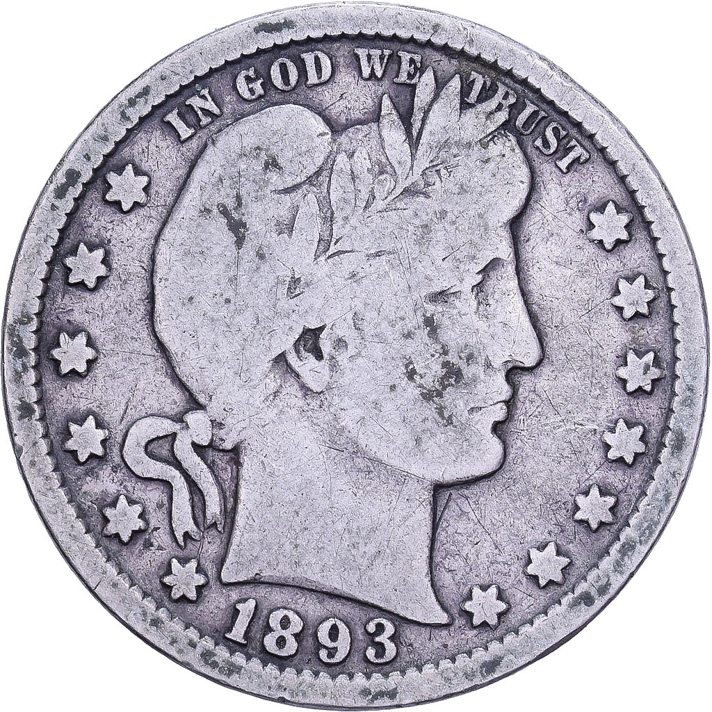 USA, Quarter, Barber, 1893, U.S. Mint, Srebro, VF(20-25), KM:114