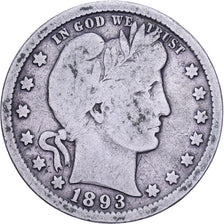 United States, Quarter, Barber, 1893, U.S. Mint, Silver, VF(20-25), KM:114