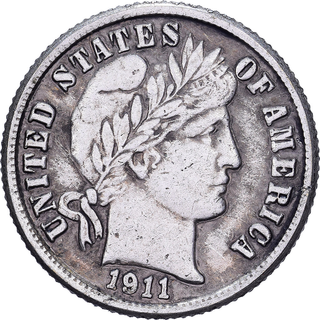 Estados Unidos, Dime, Barber, 1911, U.S. Mint, Plata, MBC, KM:113