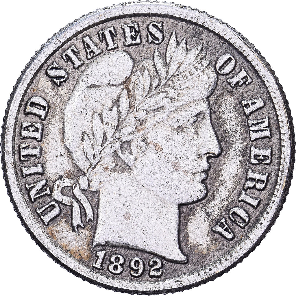 Stati Uniti, Dime, Barber, 1892, U.S. Mint, Argento, BB, KM:113