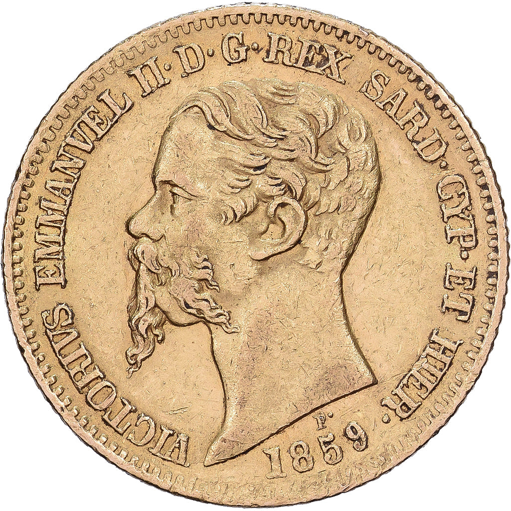 DEPARTAMENTY WŁOSKIE, SARDINIA, Vittorio Emanuele II, 20 Lire, 1859, Genoa