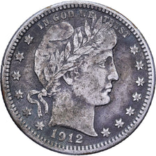 Stati Uniti, Quarter, Barber, 1912, U.S. Mint, Argento, MB+, KM:114