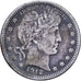 États-Unis, Quarter, Barber, 1912, U.S. Mint, Argent, TB+, KM:114