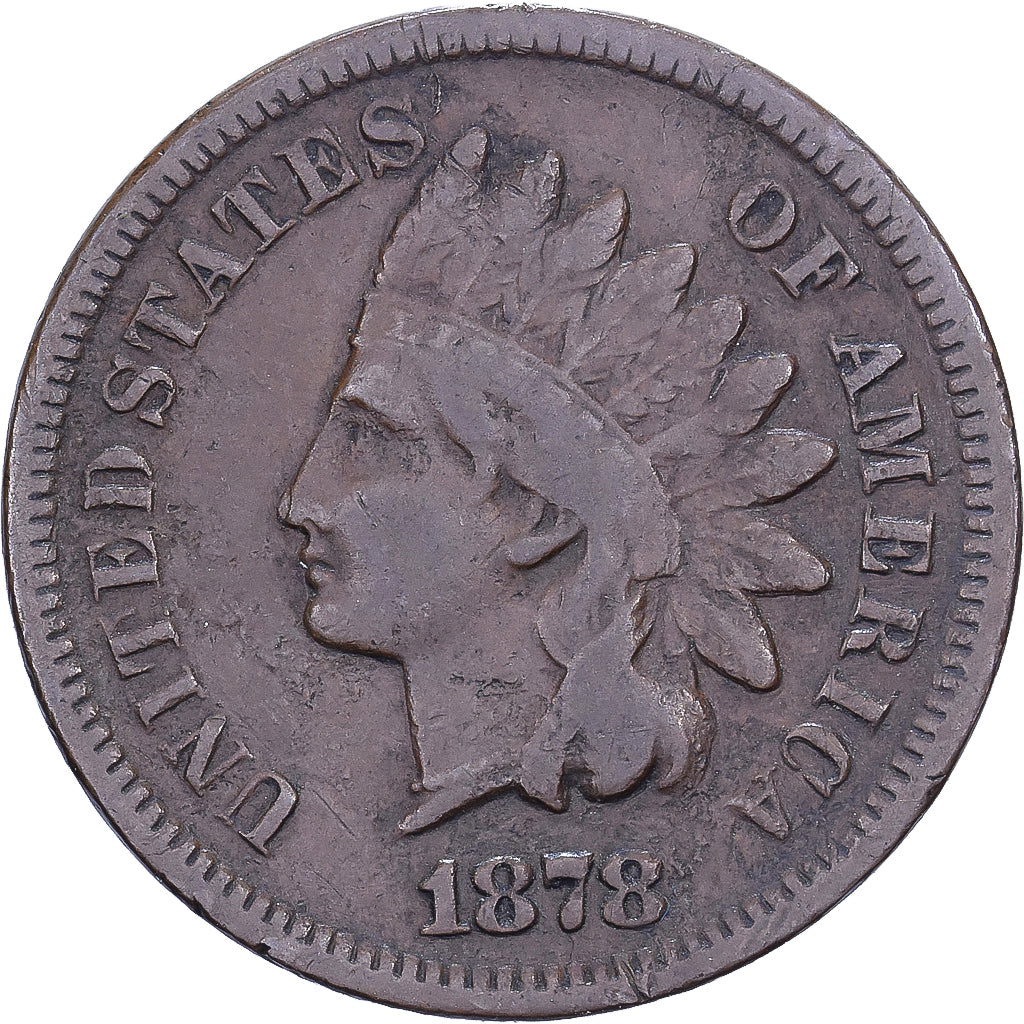United States, Cent, Indian Head, 1878, U.S. Mint, Bronze, VF(30-35), KM:90a