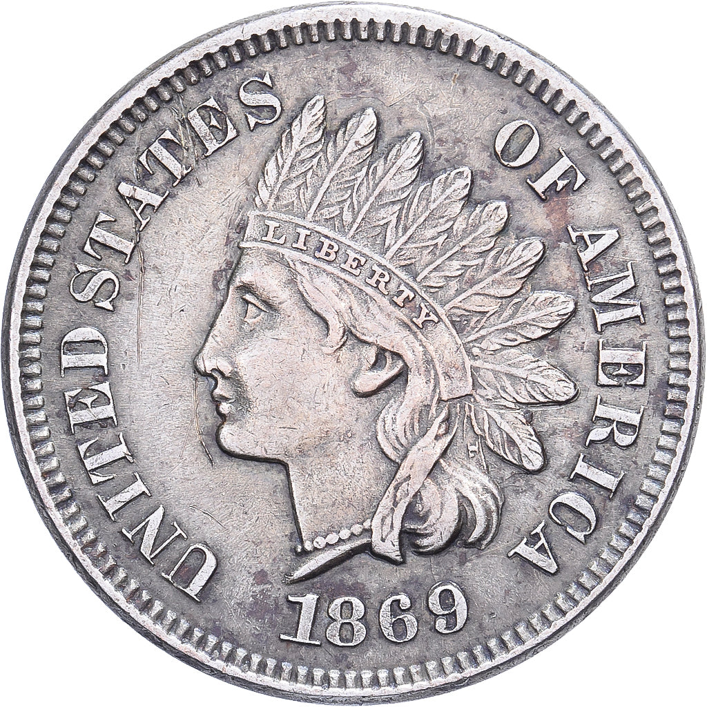 États-Unis, Cent, Indian Head, 1869, U.S. Mint, Rare, Bronze, TTB+, KM:90a