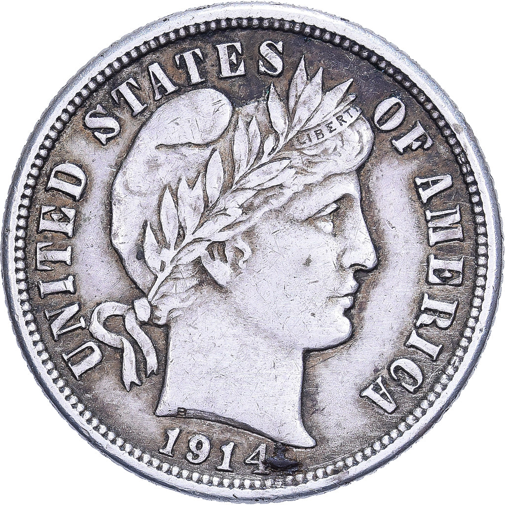 USA, Dime, Barber, 1914, U.S. Mint, Srebro, EF(40-45), KM:113