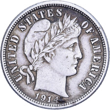 United States, Dime, Barber, 1914, U.S. Mint, Silver, EF(40-45), KM:113