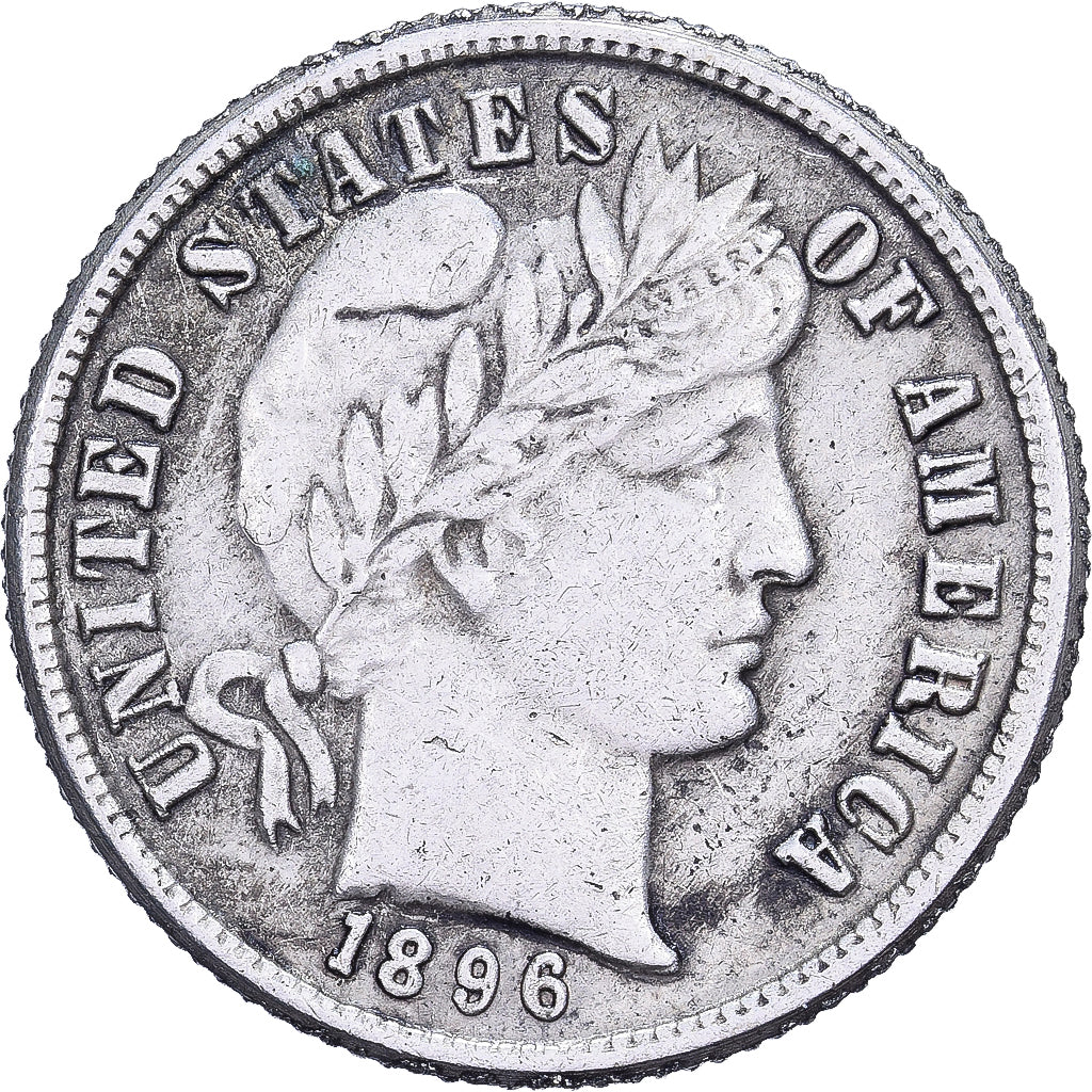 États-Unis, Dime, Barber, 1896, U.S. Mint, Rare, Argent, TTB, KM:113