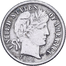 United States, Dime, Barber, 1896, U.S. Mint, Rare, Silver, EF(40-45), KM:113