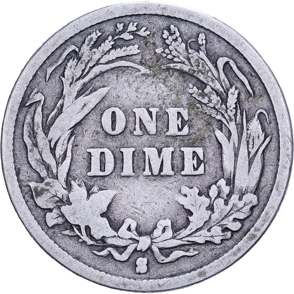 United States, Dime, Barber, 1893, U.S. Mint, Silver, VF(20-25), KM:113