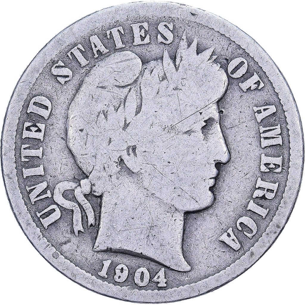 United States, Dime, Barber, 1904, U.S. Mint, Silver, F(12-15), KM:113