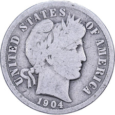 États-Unis, Dime, Barber, 1904, U.S. Mint, Argent, B+, KM:113