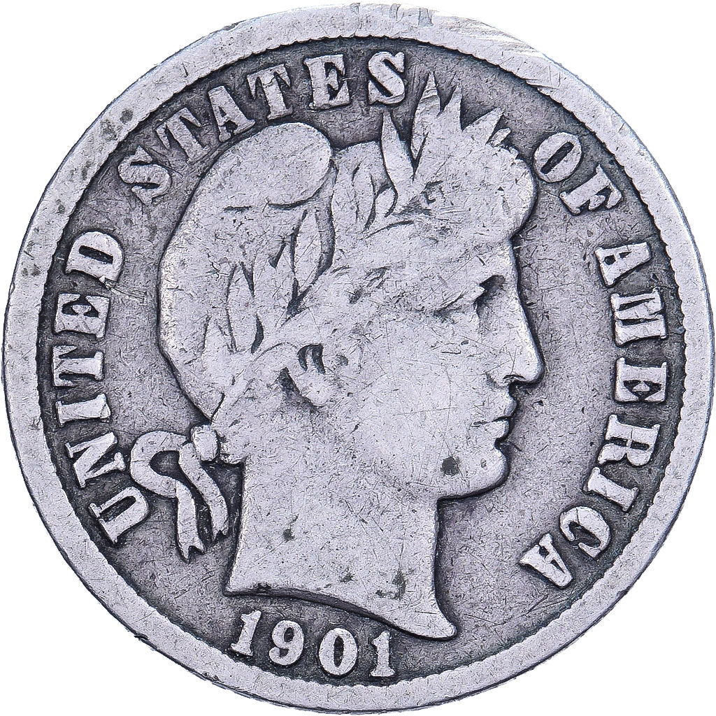 United States, Dime, Barber, 1901, U.S. Mint, Silver, VF(20-25), KM:113