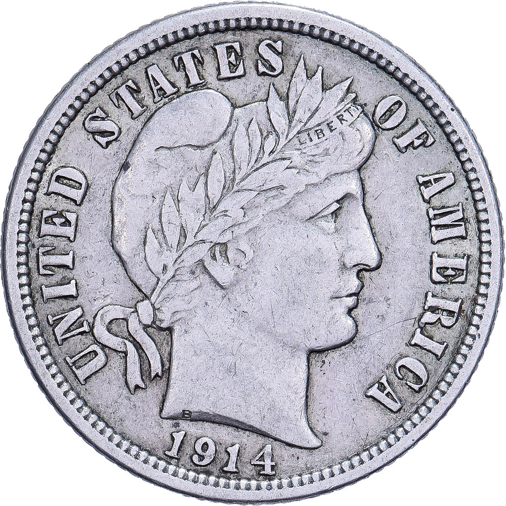 USA, Dime, Barber, 1914, U.S. Mint, Srebro, EF(40-45), KM:113