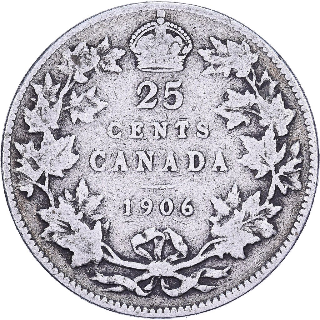 Canadá, Edward VII, 25 Cents, 1906, Royal Canadian Mint, Prata, VF(20-25)