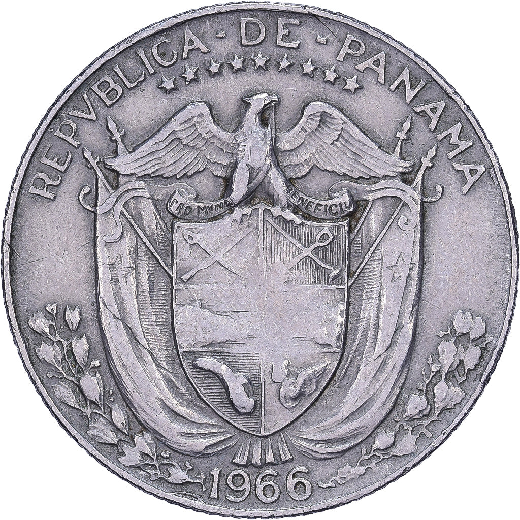 Panama, 1/4 Balboa, 1966, San Francisco, Copper-Nickel Clad Copper, AU(50-53)