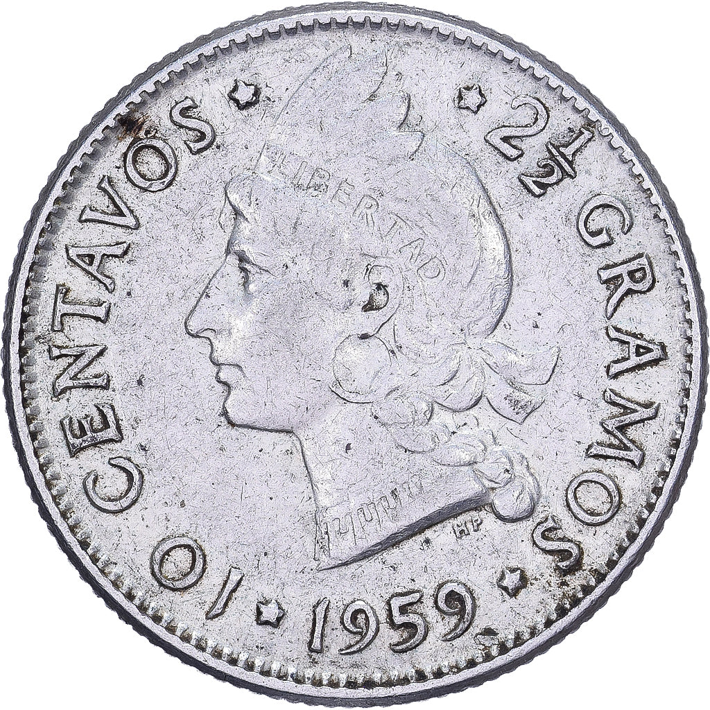 Dominican Republic, 10 Centavos, 1959, Silber, SS, KM:19