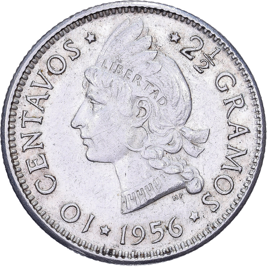 Dominican Republic, 10 Centavos, 1956, Silber, VZ, KM:19