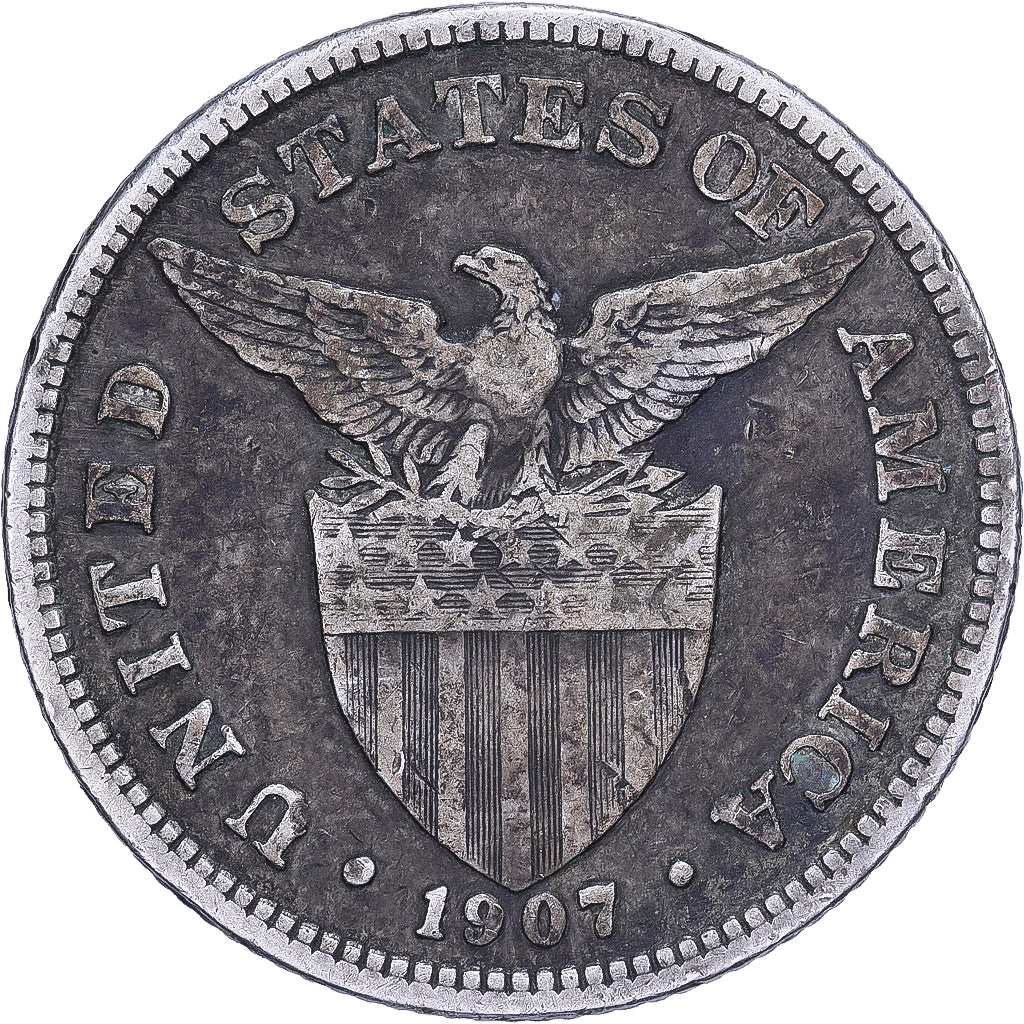 Filipinas, 50 Centavos, 1907, Plata, BC+, KM:171