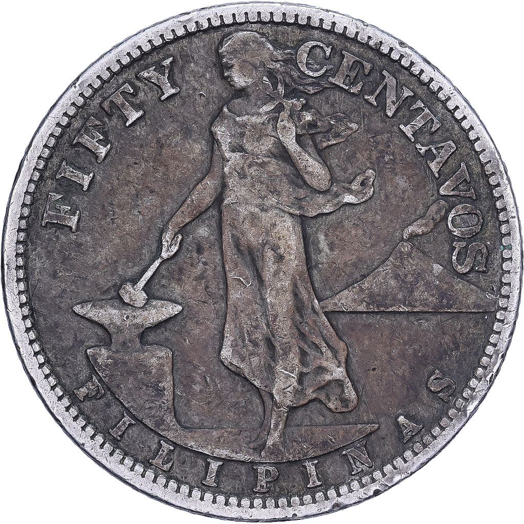 Filipinas, 50 Centavos, 1907, Plata, BC+, KM:171