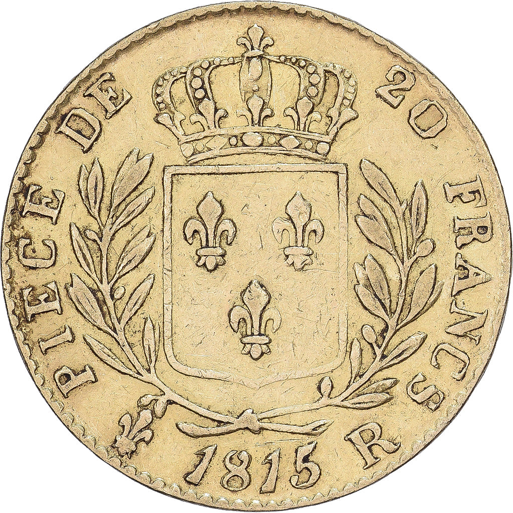France, Louis XVIII, 20 Francs Or, 1815, London, Gold, EF(40-45), Gadoury:1027