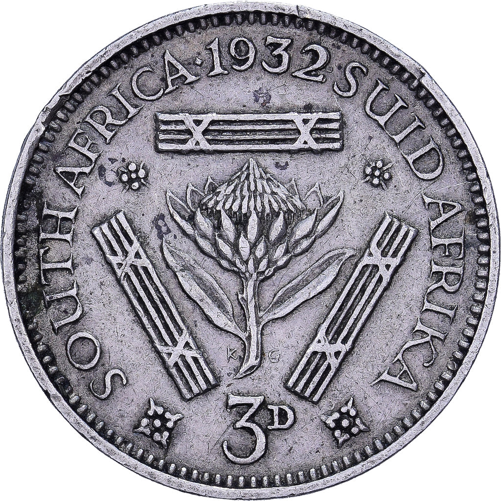 Sudáfrica, George V, 3 Pence, 1932, Plata, MBC, KM:15.2
