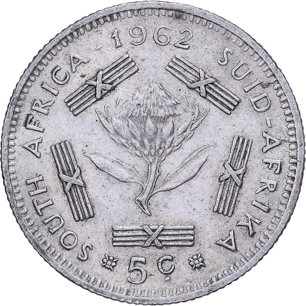 Zuid Afrika, 5 Cents, 1962, Zilver, ZF, KM:59