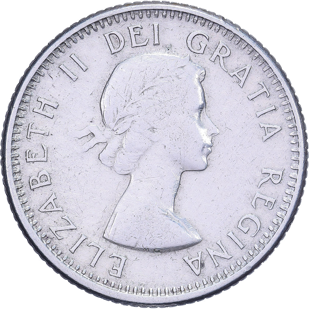 Canadá, Elizabeth II, 10 Cents, 1959, Royal Canadian Mint, Prata, EF(40-45)