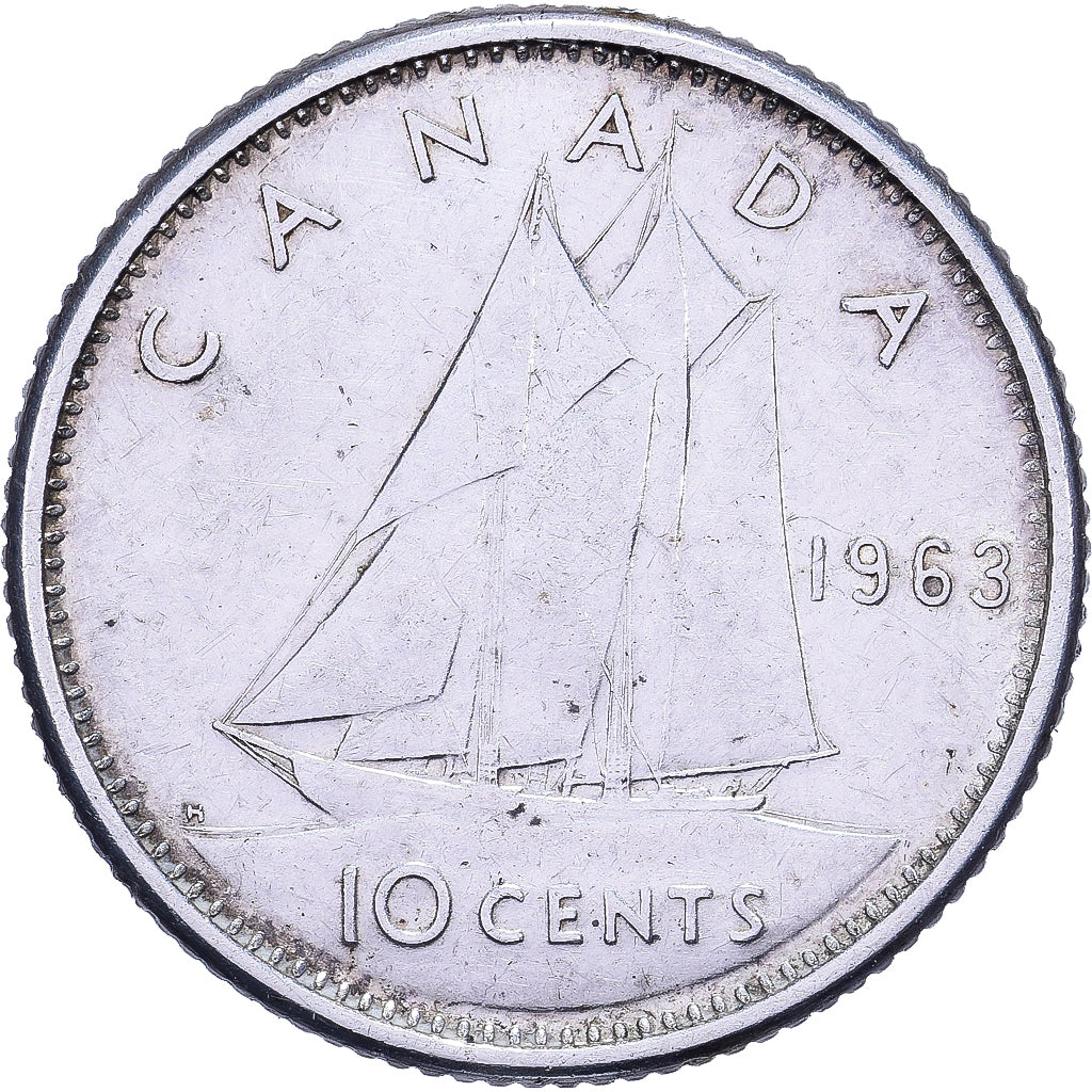 Canadá, Elizabeth II, 10 Cents, 1963, Royal Canadian Mint, Prata, EF(40-45)