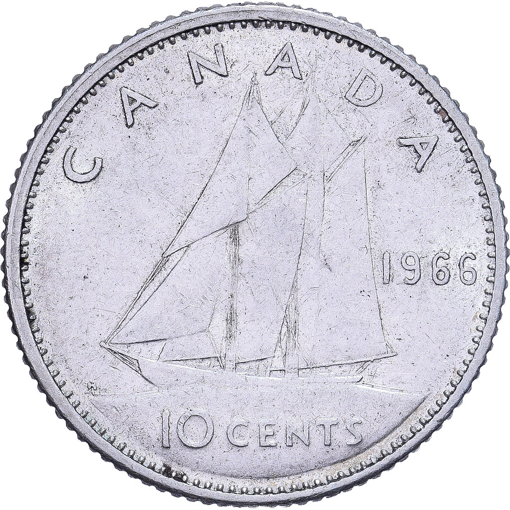 Canada, Elizabeth II, 10 Cents, 1966, Royal Canadian Mint, Srebro, EF(40-45)