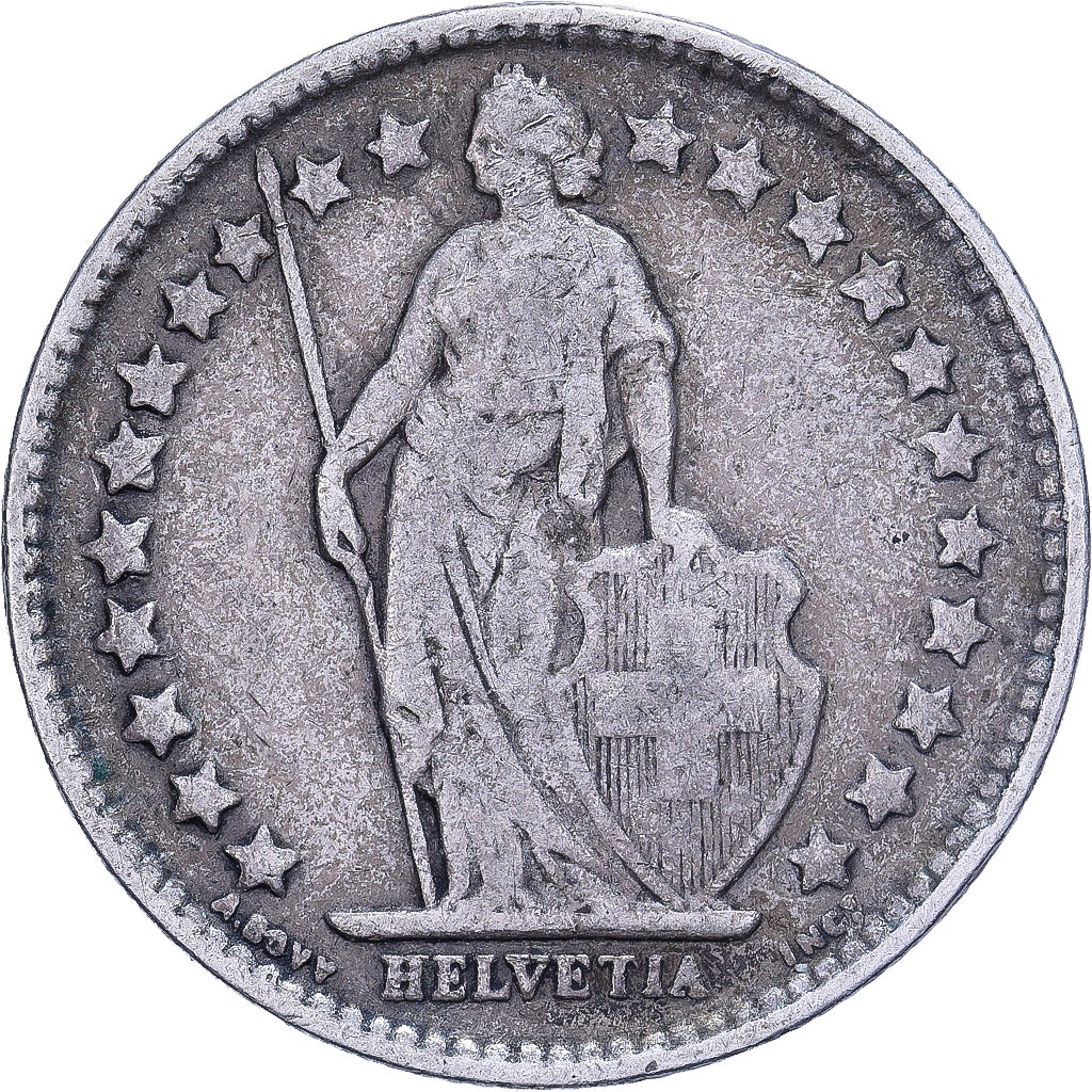 Svizzera, 1/2 Franc, 1910, Bern, Argento, MB+, KM:23