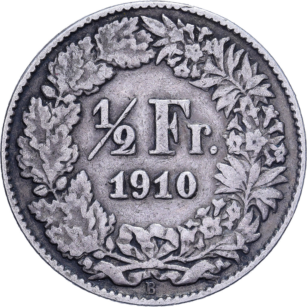 Svizzera, 1/2 Franc, 1910, Bern, Argento, MB+, KM:23