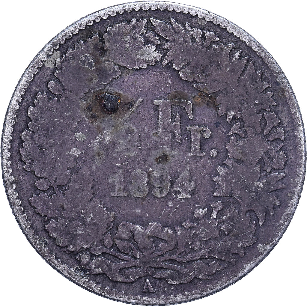 Suisse, 1/2 Franc, 1894, Bern, Argent, B, KM:23