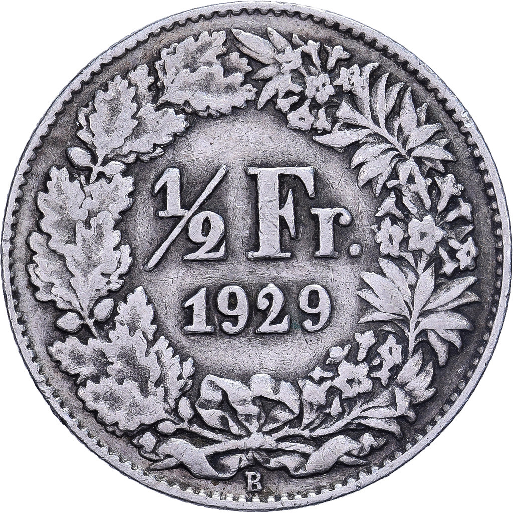 Suisse, 1/2 Franc, 1929, Bern, Argent, TTB, KM:23