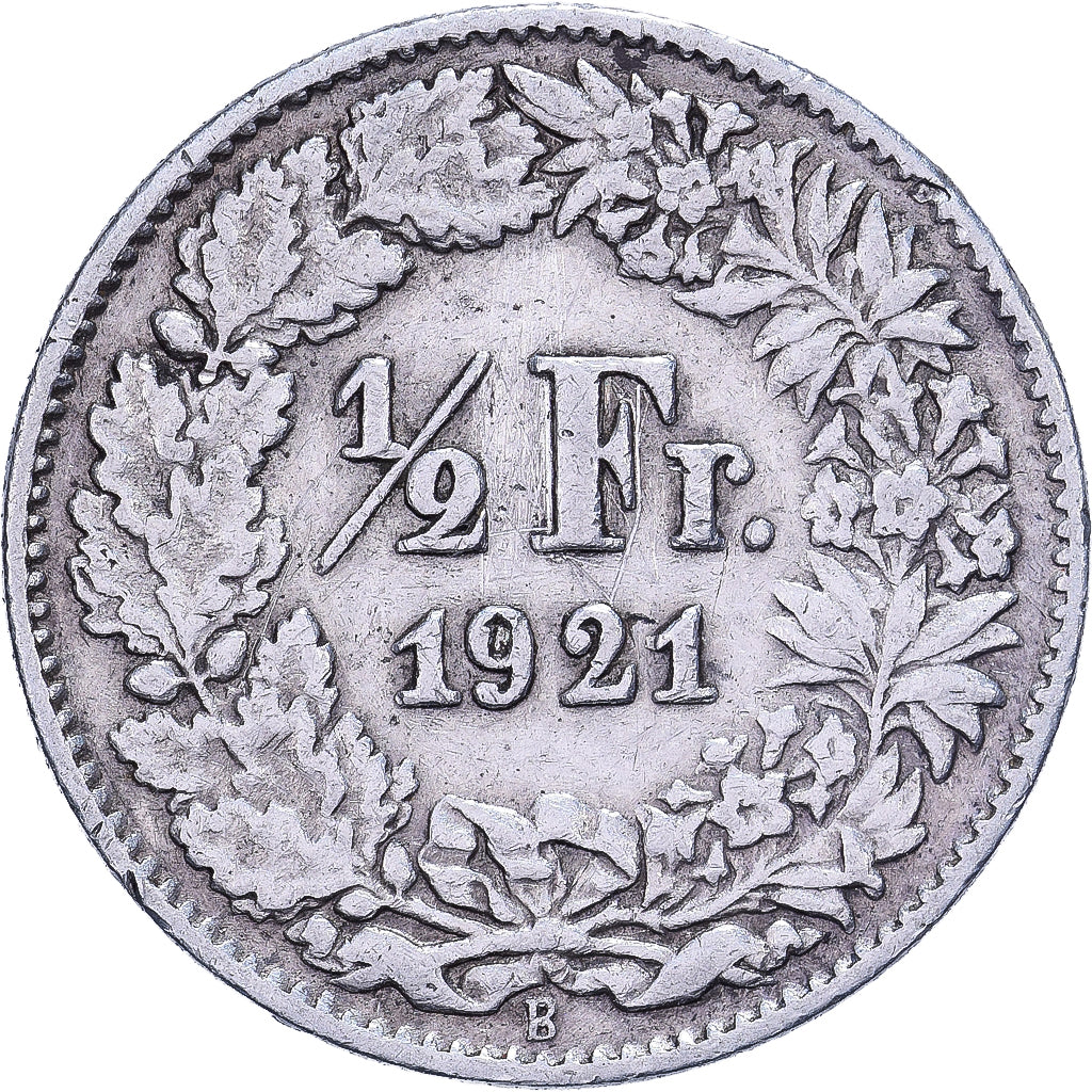Suisse, 1/2 Franc, 1921, Bern, Argent, TTB, KM:23