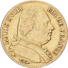 France, Louis XVIII, 20 Francs Or, 1815, Paris, Or, TB+, Gadoury:1026