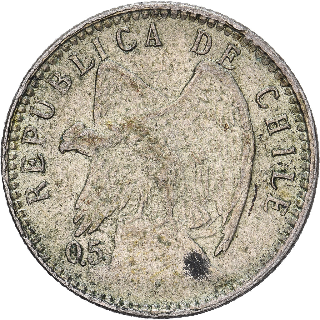 Chile, 5 Centavos, 1907, Santiago, Plata, MBC, KM:155.2