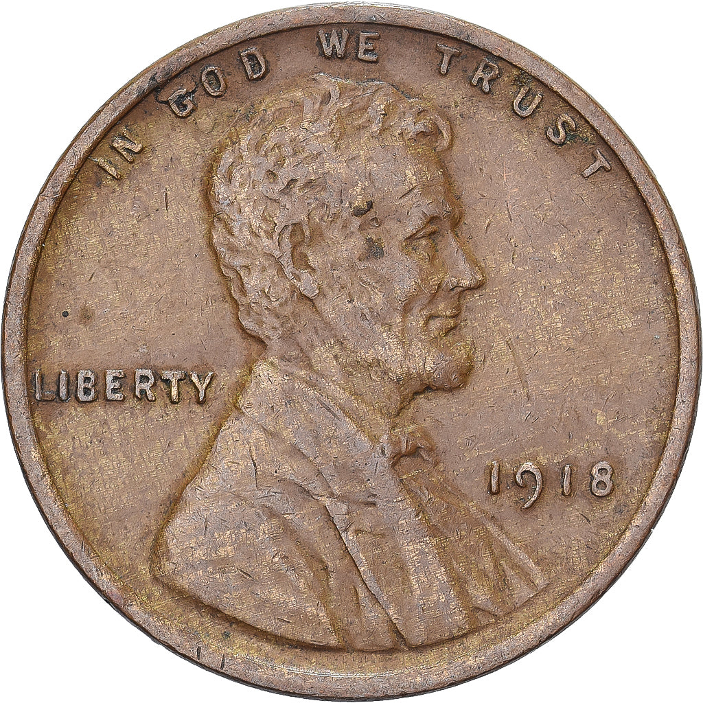Estados Unidos, Cent, Lincoln, 1918, U.S. Mint, Bronce, MBC, KM:132
