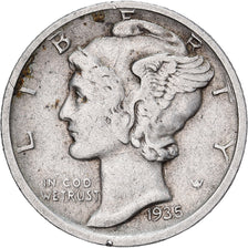 Stati Uniti, Dime, Mercury, 1935, U.S. Mint, Argento, BB, KM:140