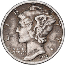 Stati Uniti, Dime, Mercury, 1935, U.S. Mint, Argento, BB, KM:140