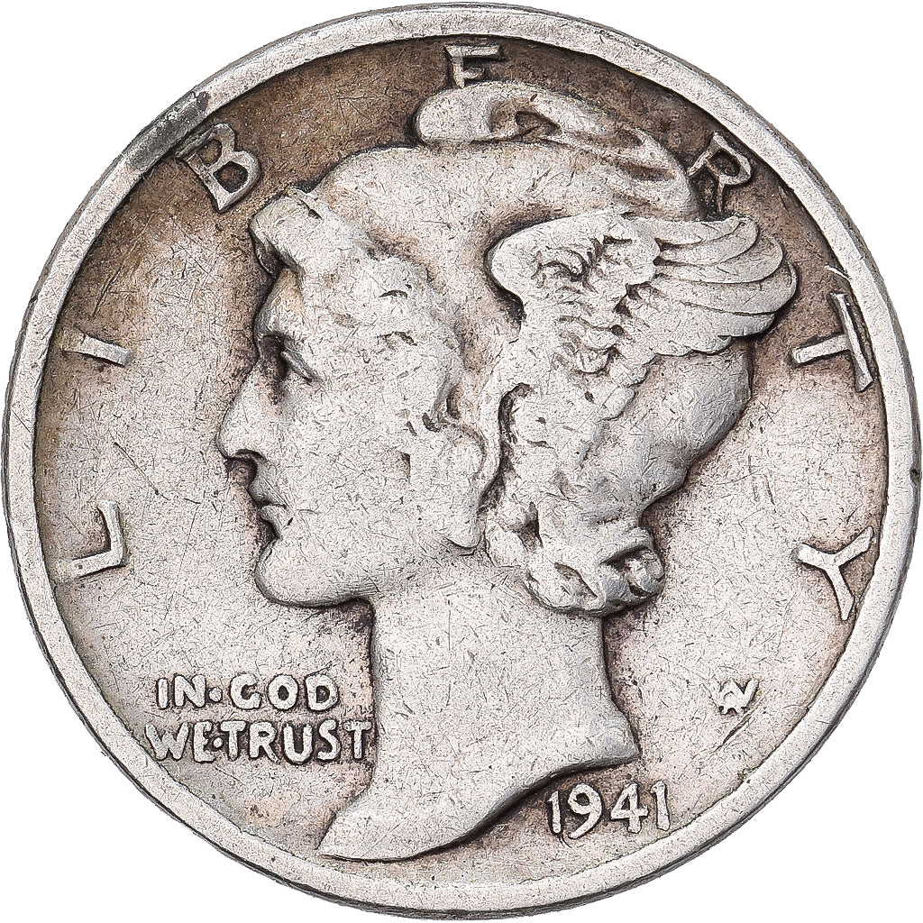 Vereinigte Staaten, Dime, Mercury, 1941, U.S. Mint, Silber, S+, KM:140