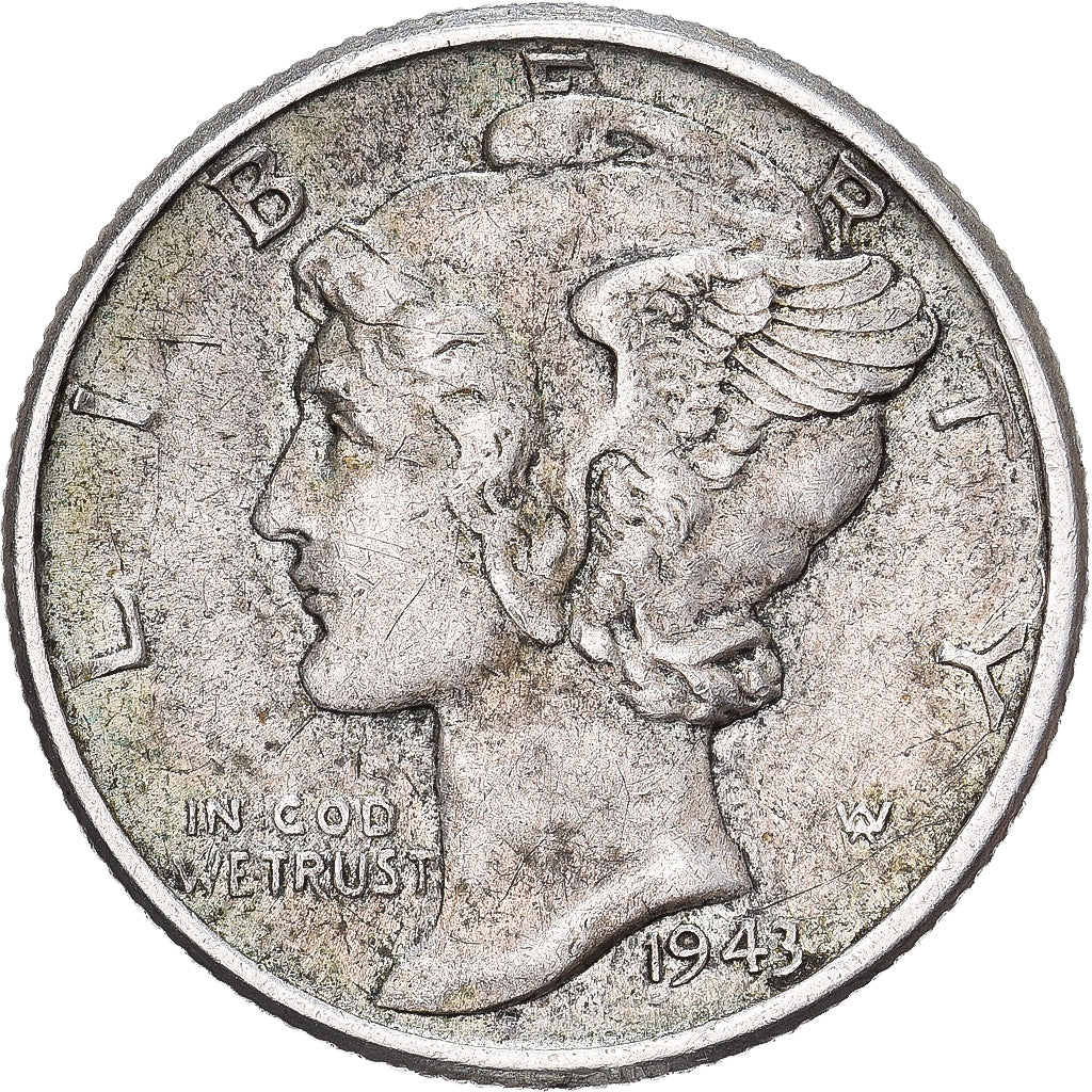 Vereinigte Staaten, Dime, Mercury, 1943, U.S. Mint, Silber, SS, KM:140