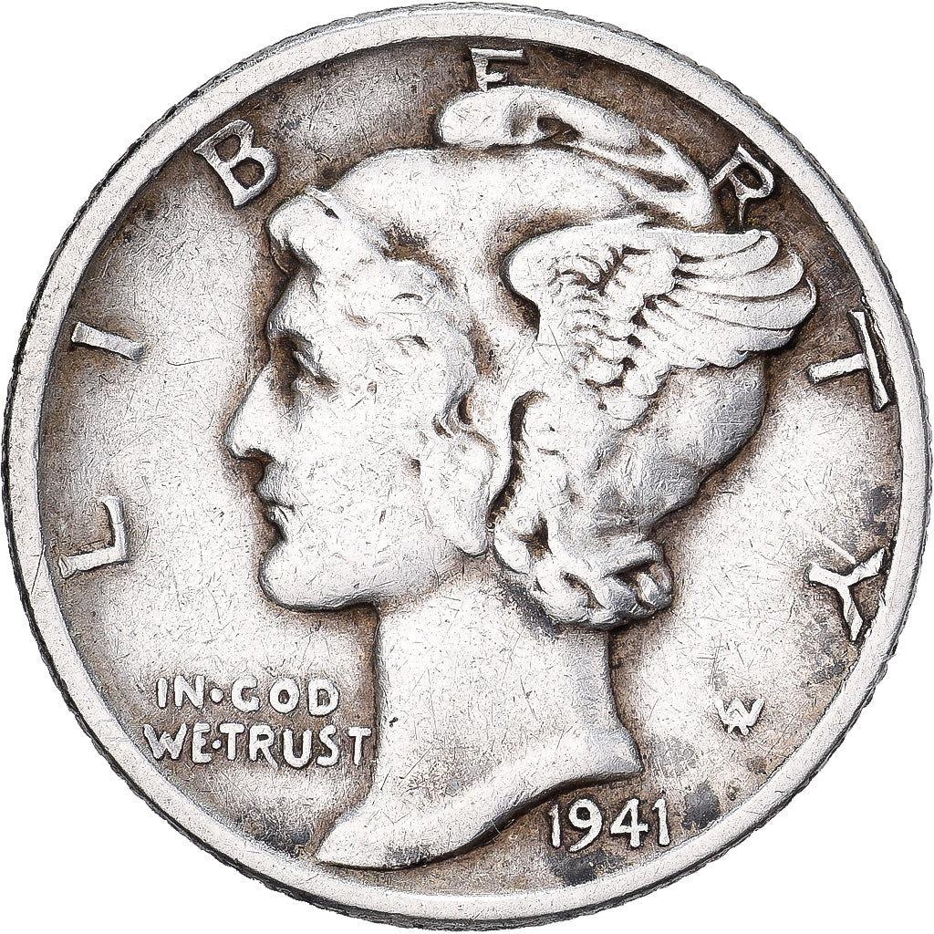 Vereinigte Staaten, Dime, Mercury, 1941, U.S. Mint, Silber, SS, KM:140