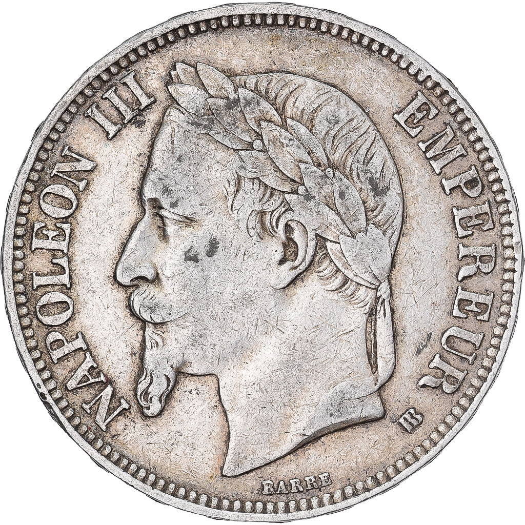 France, Napoléon III, 5 Francs, 1868, Strasbourg, Argent, TB+, Gadoury:739