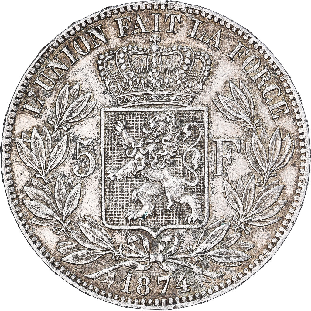 Belgium, Leopold II, 5 Francs, 5 Frank, 1874, Silver, EF(40-45), KM:24