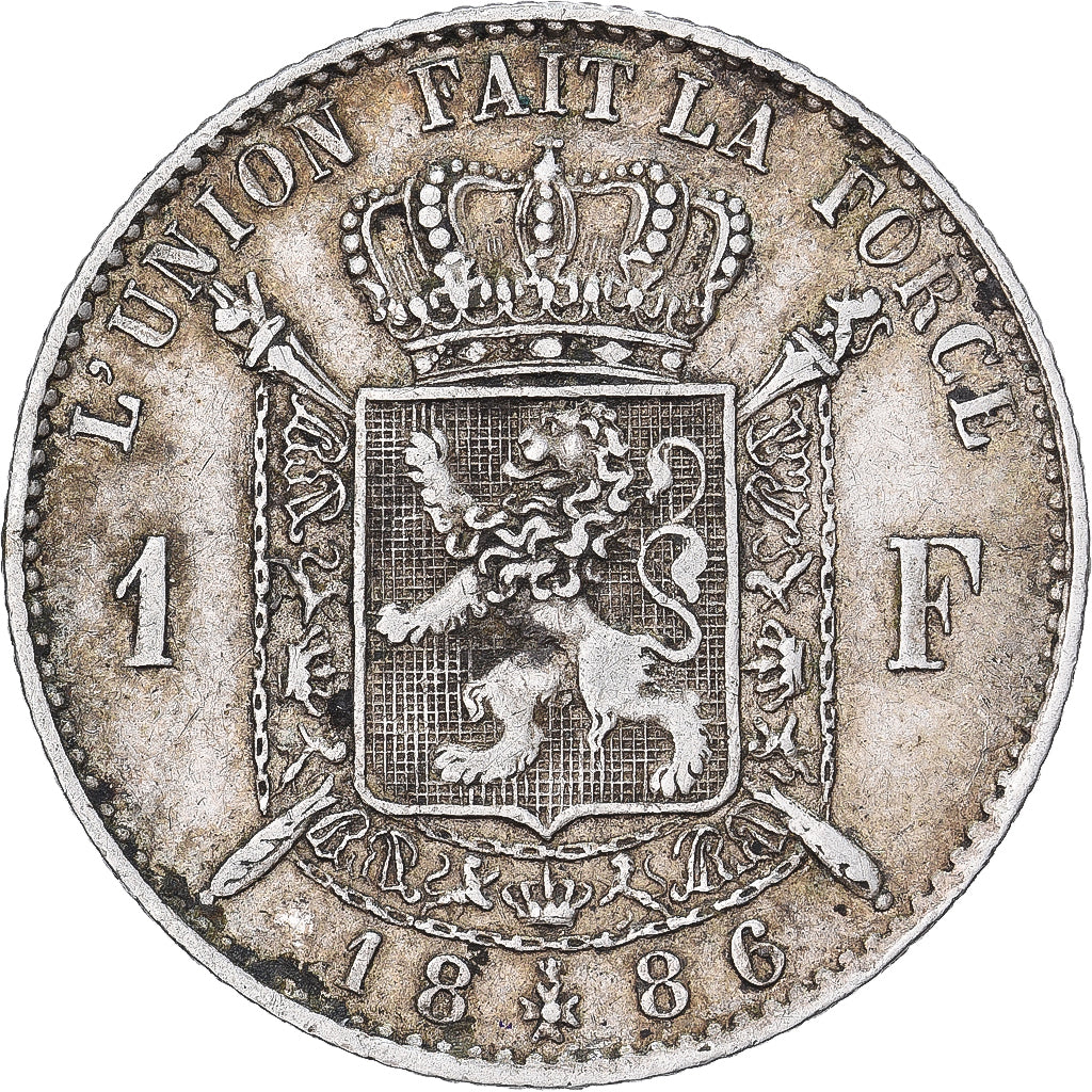 Belgium, Leopold II, Franc, 1886, Silver, VF(30-35), KM:28.1