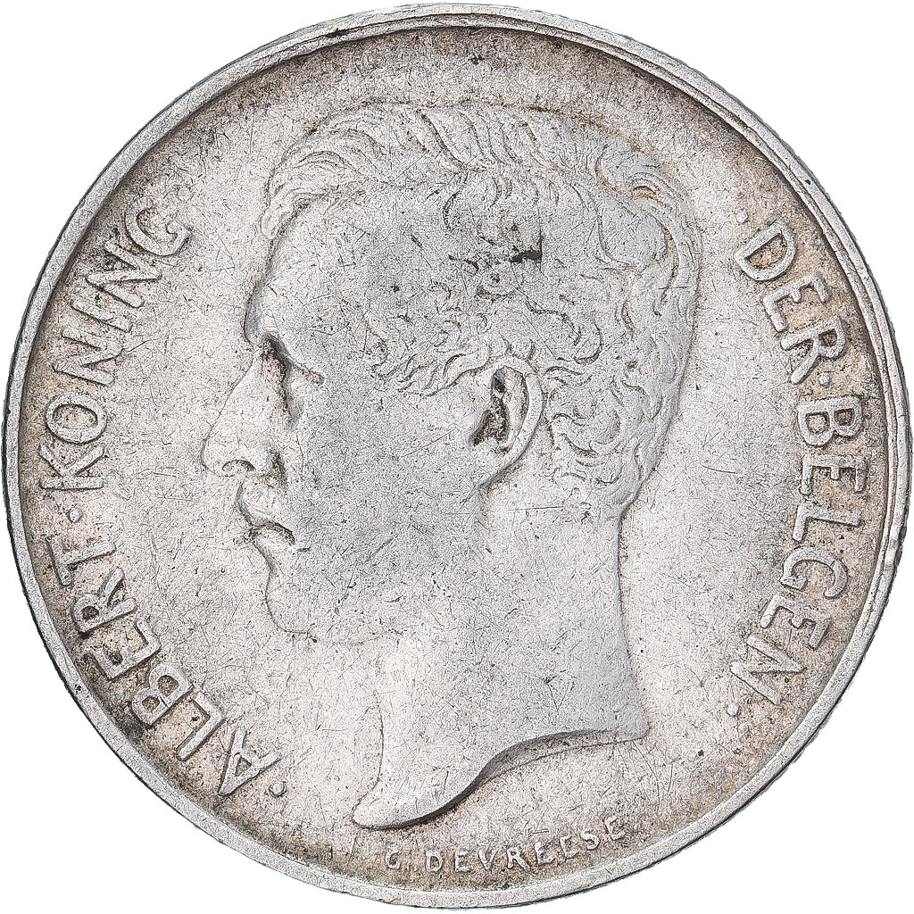 Bélgica, Albert I, 2 Francs, 2 Frank, 1911, Plata, BC+, KM:74